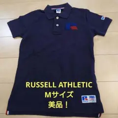 【美品】RUSSELL ATHLETICネイビー ポロシャツ 刺繍ロゴ付き！