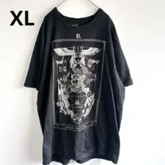 7988【美品】メンズXLプリントtシャツ コットン100% オーバーサイ黒