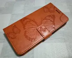 iPhone16 用 ケース 手帳型 蝶柄 バタフライ オレンジ 橙色