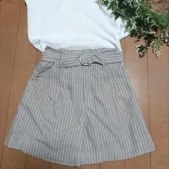 キュロット ストライプ柄ライトベージュ