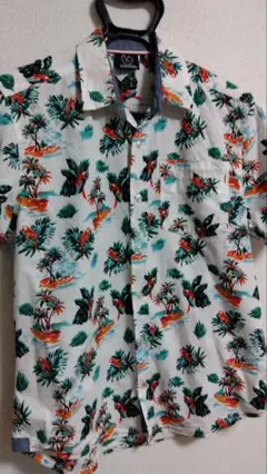 BURNSIDE トロピカル柄 オウム×ヤシの木 アロハシャツ Mサイズ