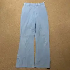 くすみライトブルー フレアパンツ