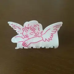眠る天使モチーフ♡ホワイトマーブル ヘアクリップ 大きめ 新品未使用
