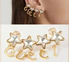 GUCCI クリスタルロゴ星シングル クリップイヤリング
