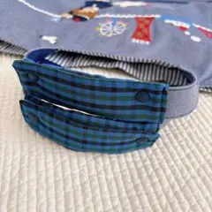 青チェック　バッグ　ハンドルカバー　鞄　かばん　持ち手