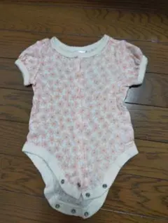 花柄 半袖ロンパース ピンク系