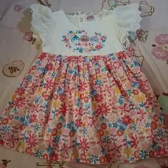 アンパンマンキッズコレクション 花柄刺繍フリル袖ワンピース