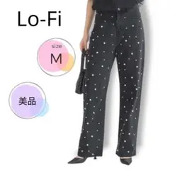 美品　Lo-Fi ローファイ　ハイウェスト　パール付デニムパンツ　ワイド　M