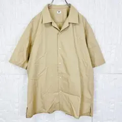【美品】ユニクロ 半袖シャツ メンズ L ベージュ　シルエット◎ 【1127】