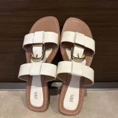 ZARA ダブルストラップ バックル フラットサンダル 37