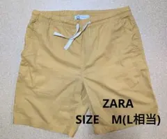 涼しい麻混！ZARA 薄いイエローショートパンツ　M(Lサイズ相当)