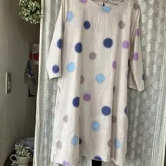 水玉模様の７部袖チュニック ロールアップok M〜サイズ