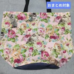 ○超ドでか○薔薇と子猫柄バケツ型エコバッグ