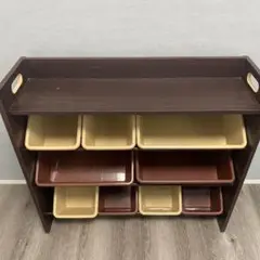 おもちゃ収納ラック ブラウン 6トレイ付き