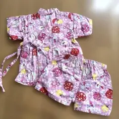 女の子＊ピンク風鈴＊ヨーヨー＊うちわ柄甚平＊80✴︎未使用