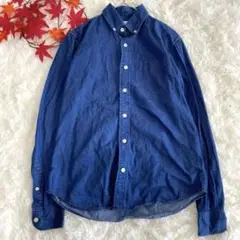 GAP ギャップ　長袖デニムシャツ　胸ポケット　ボタンダウン　襟 ブルー　xxs