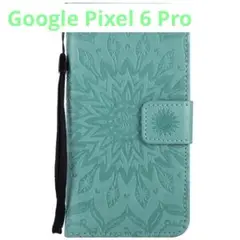 Google Pixel 6 Pro ケース 6.7インチ 手帳型 グリーン