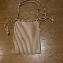 ベージュ巾着ショルダーバッグ