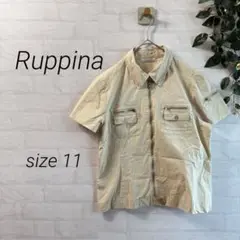【Ruppina】ジップアップ 半袖 ワークシャツ (11R) ベージュ