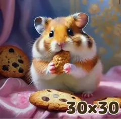 30×30 ダイヤモンドアート キット ラウンド ハムスター おやつ クッキー