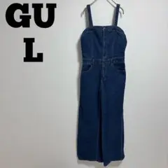 【ジーユー】ベアトップサロペットパンツ　デニム　レディース　L