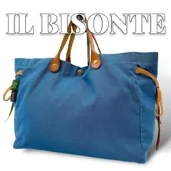 IL BISONTE ブルー キャンバス レディース トートバッグ 8562