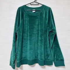 stars above ベロア ダークグリーン フリース トレーナー リブ袖