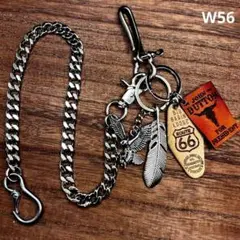 カラビナ ウォレットチェーン 革タグ 古着 ストリート メンズ アメカジ W56
