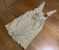 ピンクハウスカネコイサオデザインベージュドットリボンワンピース