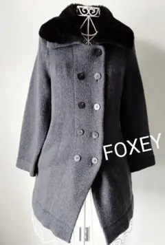 ☆FOXEYフォクシーヌートリアファーロングカーディガンニットコート希少42☆