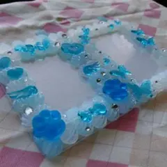 【お試し価格】ホイップデコハンドメイド B8カードケース2点 クリア×水色 蝶々