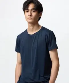 UNIQLO　AIRism ショートスリーブ Tシャツ XL　ネイビー