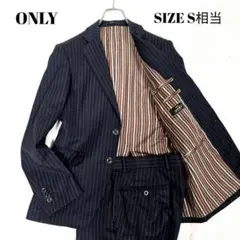 ONLY オンリー スーツセットアップ ビジネス ストライプ ウール 黒 S