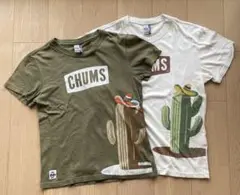 CHUMS サボテンデザイン刺繍 Tシャツ　メンズ・レディース2枚セット