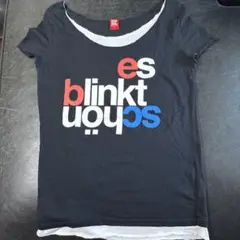 ブラック プリント Tシャツ Fサイズ
