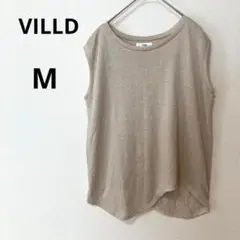 VILLDヴィルド M リネン混 ノースリーブ Tシャツ トップス ベージュ