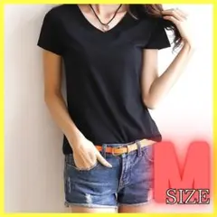 M ブラック Tシャツ 半袖 カットソー 薄手 レディース インナー シャツ