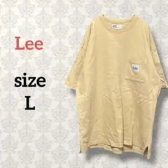 Lee【L】半袖コットンTシャツ ゆるだぼ ベージュ カジュアル 無地 綿 リー