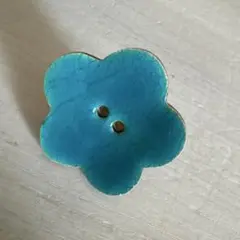 ティールカラー 花形　指輪　大振り