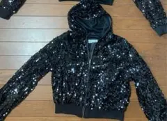 H&M ブラック スパンコール ジャケット 170