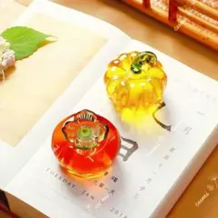 【2個セット】柿＆かぼちゃ 硝子 ペーパーウェイト ガラス 置物 雑貨 手づくり