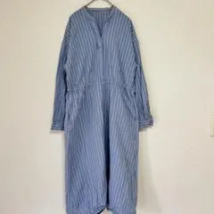 a.v.v standard 長袖シャツワンピース ブルー ストライプ柄 S