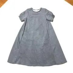 美品 アーノルドパーマースウェットワンピース グレー×チェック パフスリーブ