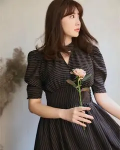 2022新作【美品】Her lip to♡Striped midi dress