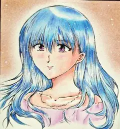 手描きイラスト　オリジナル　青髪の女の子