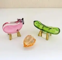 【新品・未使用】お盆飾り クリスタル精霊馬 牛 馬 きゅうり ナス ほおずき