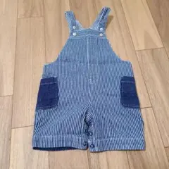 値下げしました！【コムサフォセット】 ストライプ デニムロンパース 80cm