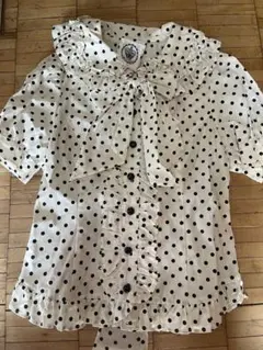 マキシマムドット柄 ブラウス リボンタイ付き