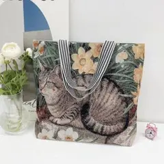 新品未使用　猫柄　ビッグトートバッグ　大容量