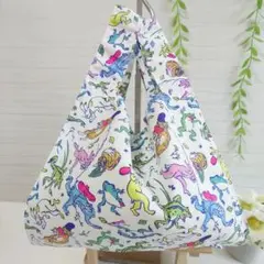 コンビニエコバッグ 鳥獣戯画 カラー ポリエステル生地 レジ袋型 お弁当用